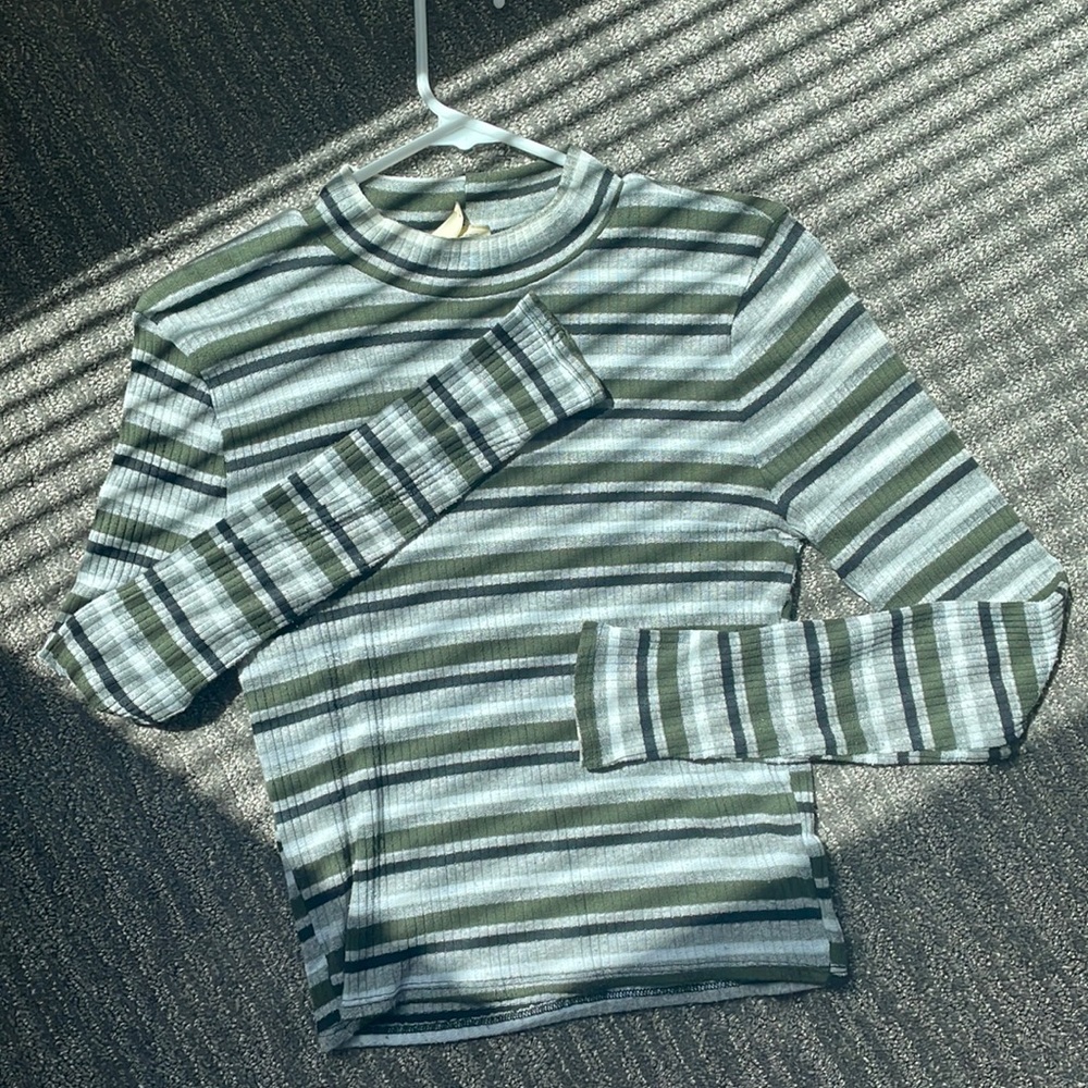 Striped Mock Neck Sweater